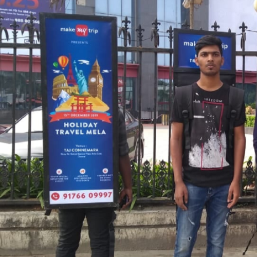 The Look Walker is a wearable billboard with a backlit display, perfect for high-visibility mobile advertising in crowded areas. The Look Walker is a wearable billboard with a backlit display, perfect for high-visibility mobile advertising in crowded areas. š¶āāļøš¢