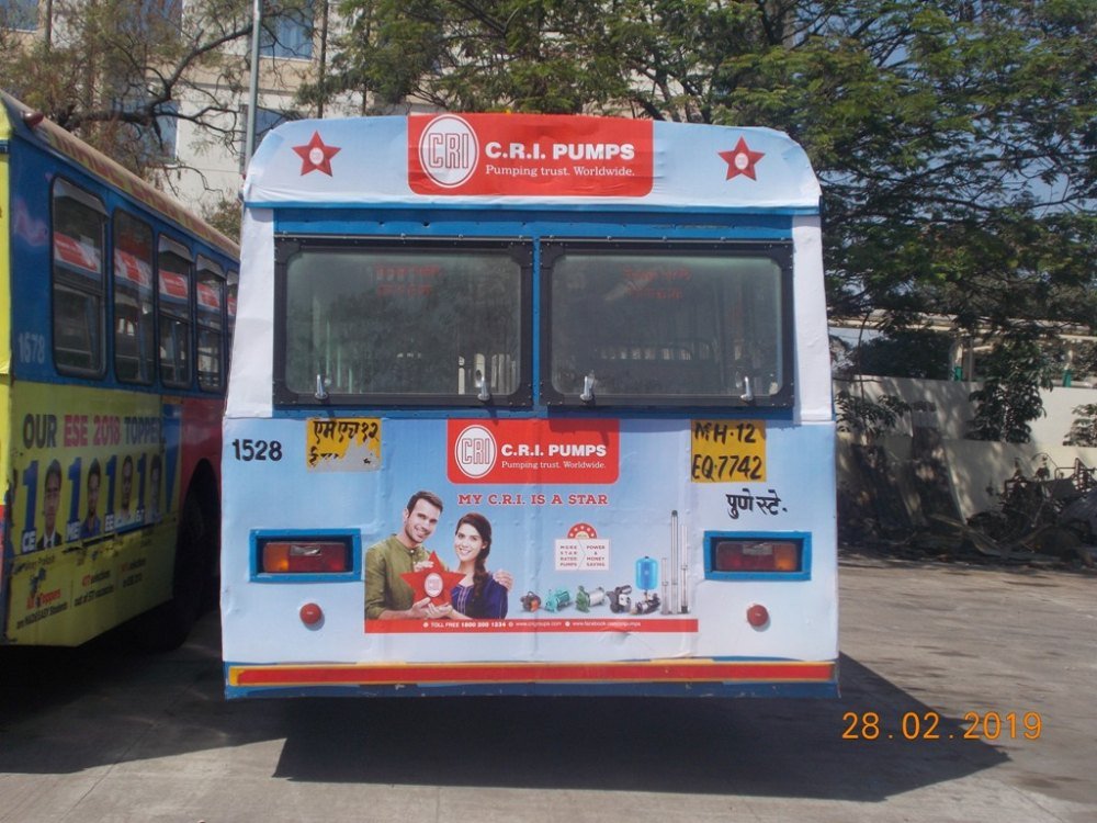 Bus advertisement agency managing bus advertising campaign on city roads in India