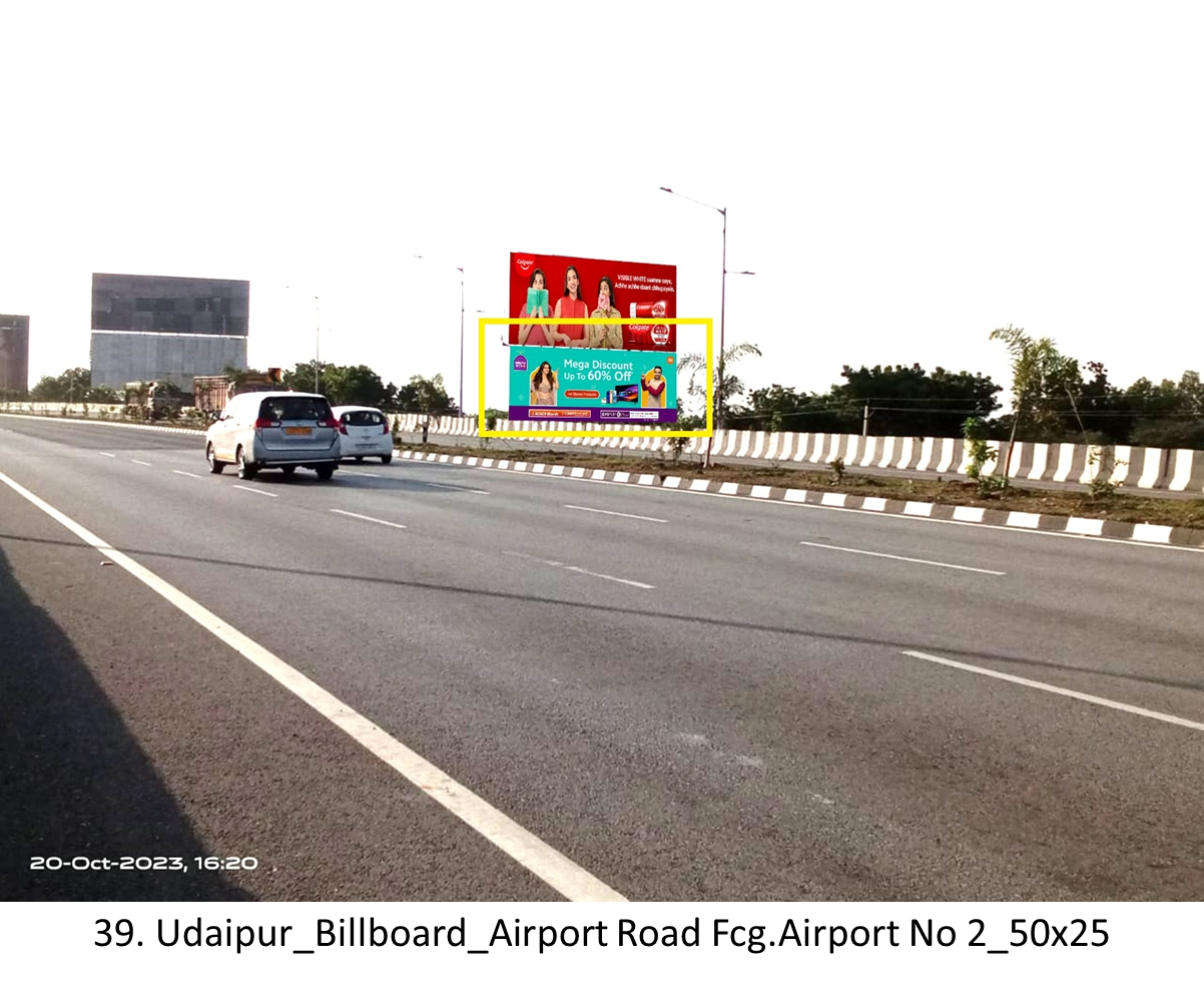 Hoarding Advertising near Udaipur Airport road, Rajasthan - Rajasthan