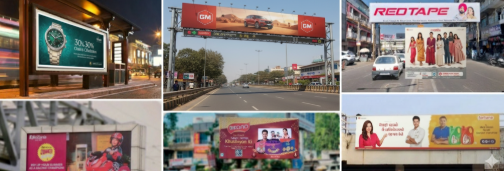Outdoor advertising agency in Gujarat managing large hoarding and billboard campaign on busy city road