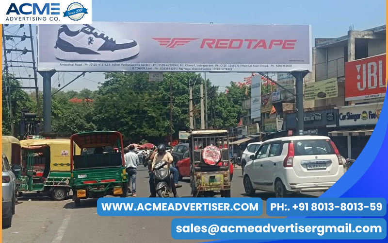 Highway facing gantry hoarding in Ghaziabad maximizing brand impressions.