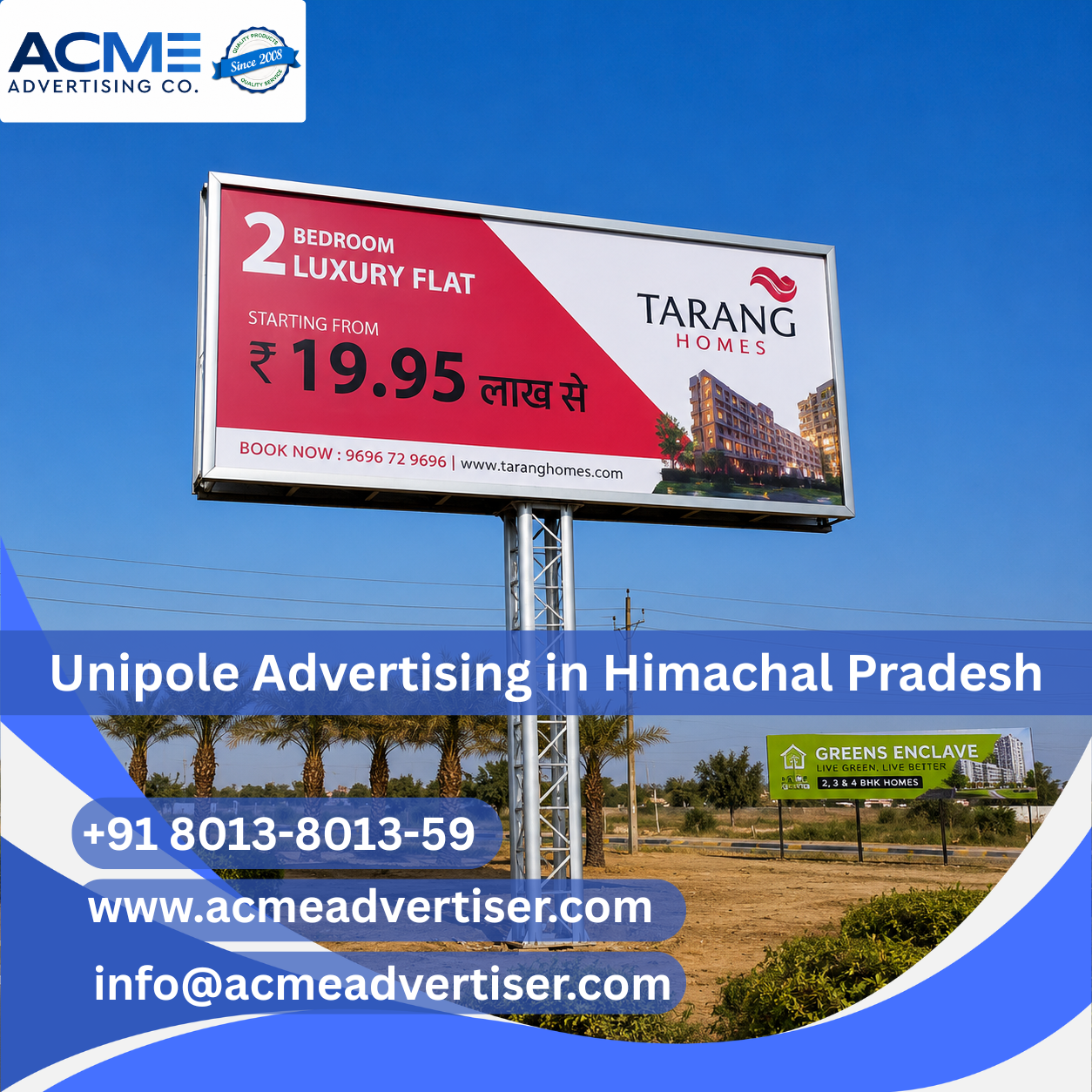 Unipole Advertising Company in Ahrasen Chowk FCG Paonta Sahib Road - Haryana