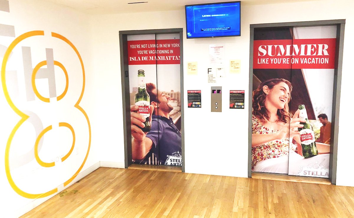 Premium lobby lift branding display by Acme Advertising Premium lobby lift branding display by Acme Advertising