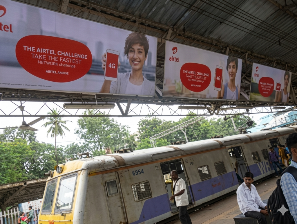 Gemini Generated Image 90h7r390h7r390h7 Indian Railways branding advertisement displayed on outdoor media