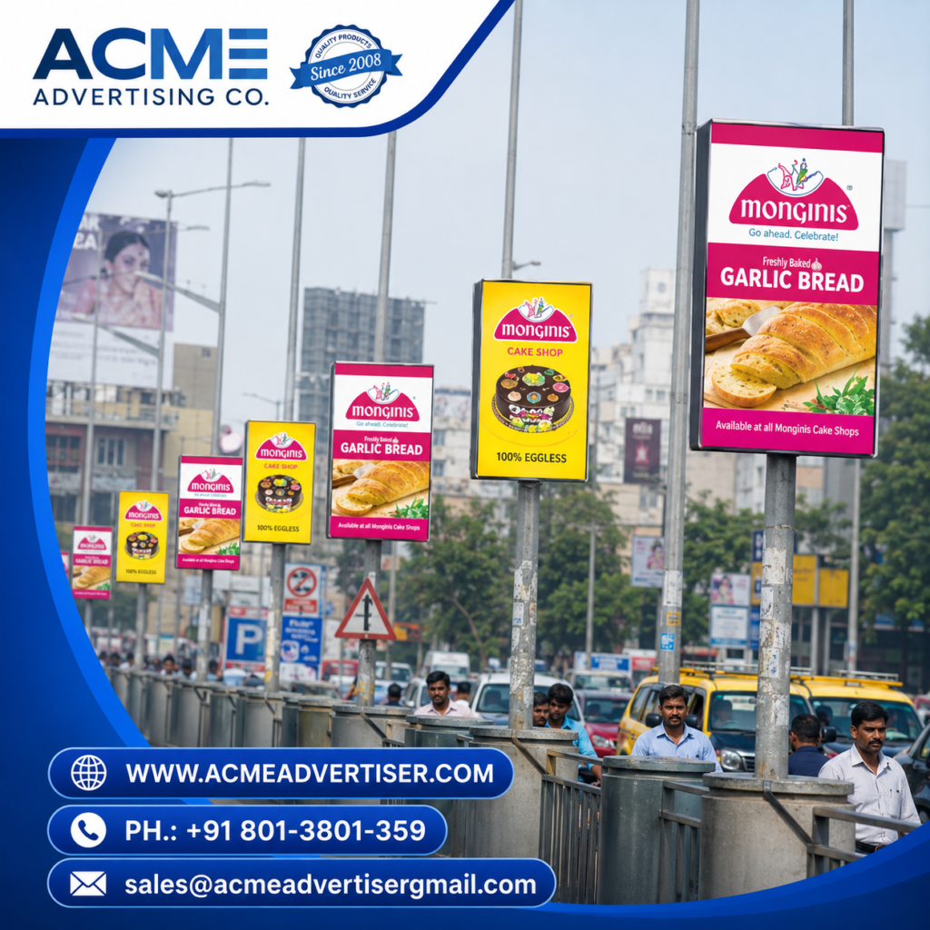 Pole Kiosk Advertising Company in Jaipur Agency Companies Agencies Acme Advertiser Co. Pole kiosk advertising Company in Delhi University