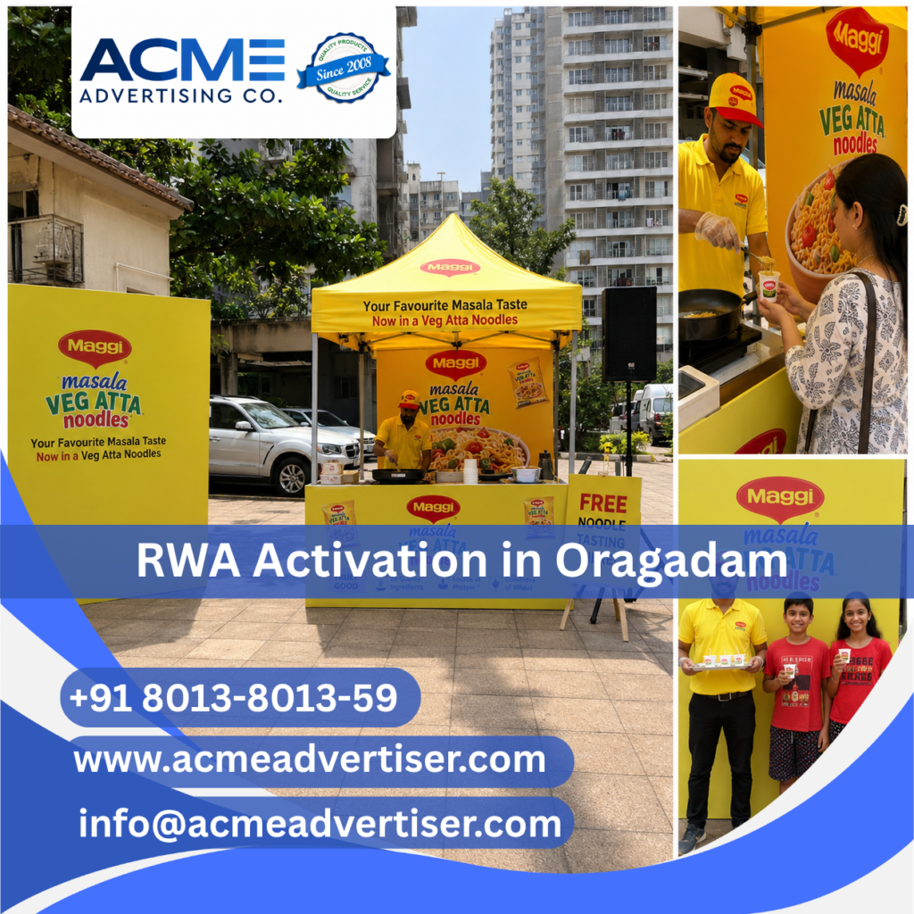 Creative RWA activation and society branding campaign in Oragadam by ACME Advertising Co. RWA activations company in Rohini Sector 7–24