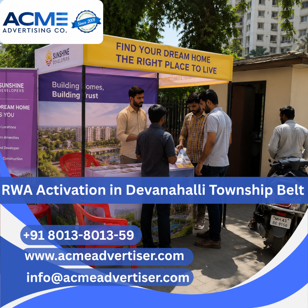 RWA activation and township society branding campaign in Devanahalli Township Belt by ACME Advertising Co. RWA Activation Agency in Devanahalli Township Belt