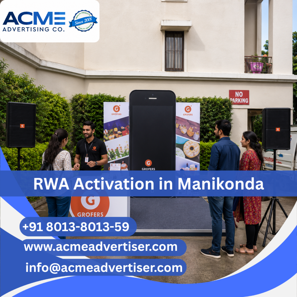 RWA activation and society branding campaign in Manikonda by ACME Advertising Co. RWA Activation Company in Manikonda