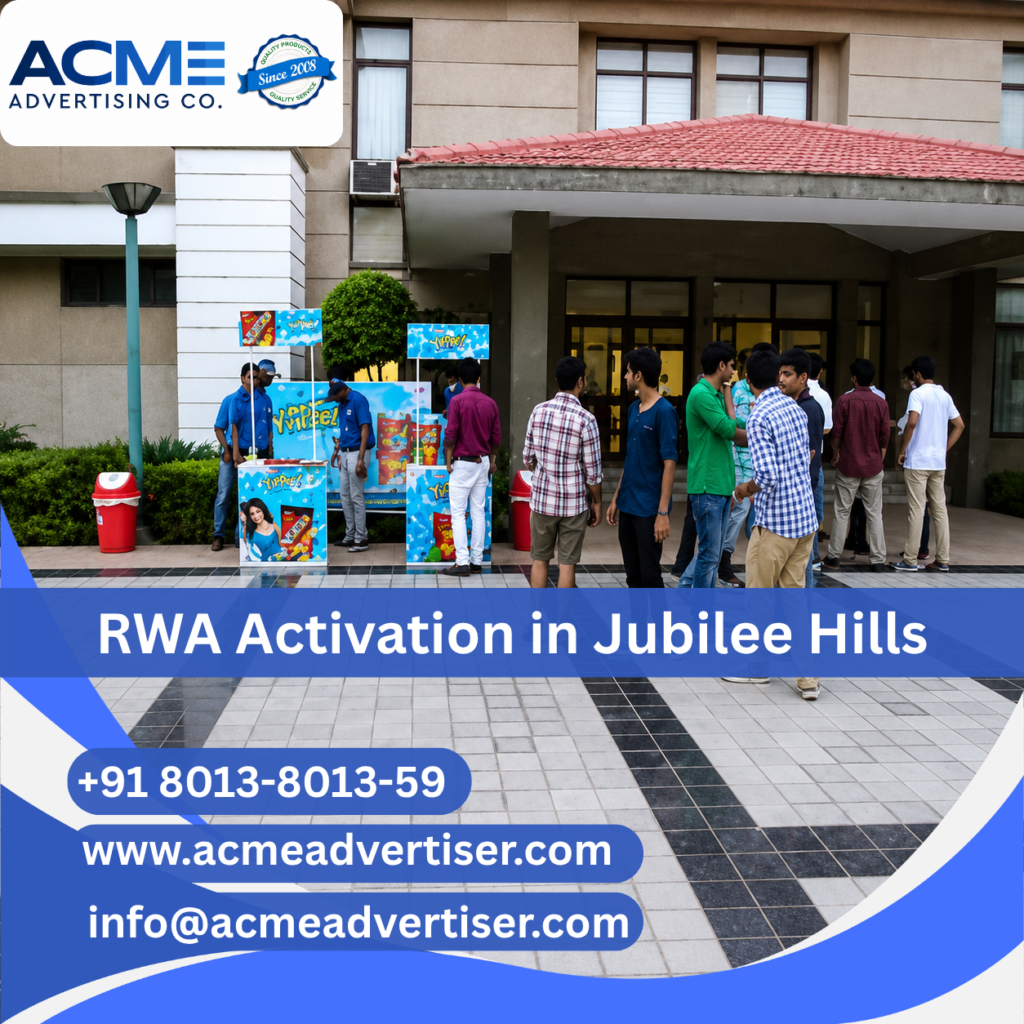 RWA activation and society branding campaign in Jubilee Hills by ACME Advertising Co. RWA Activation Company in Jubilee Hills