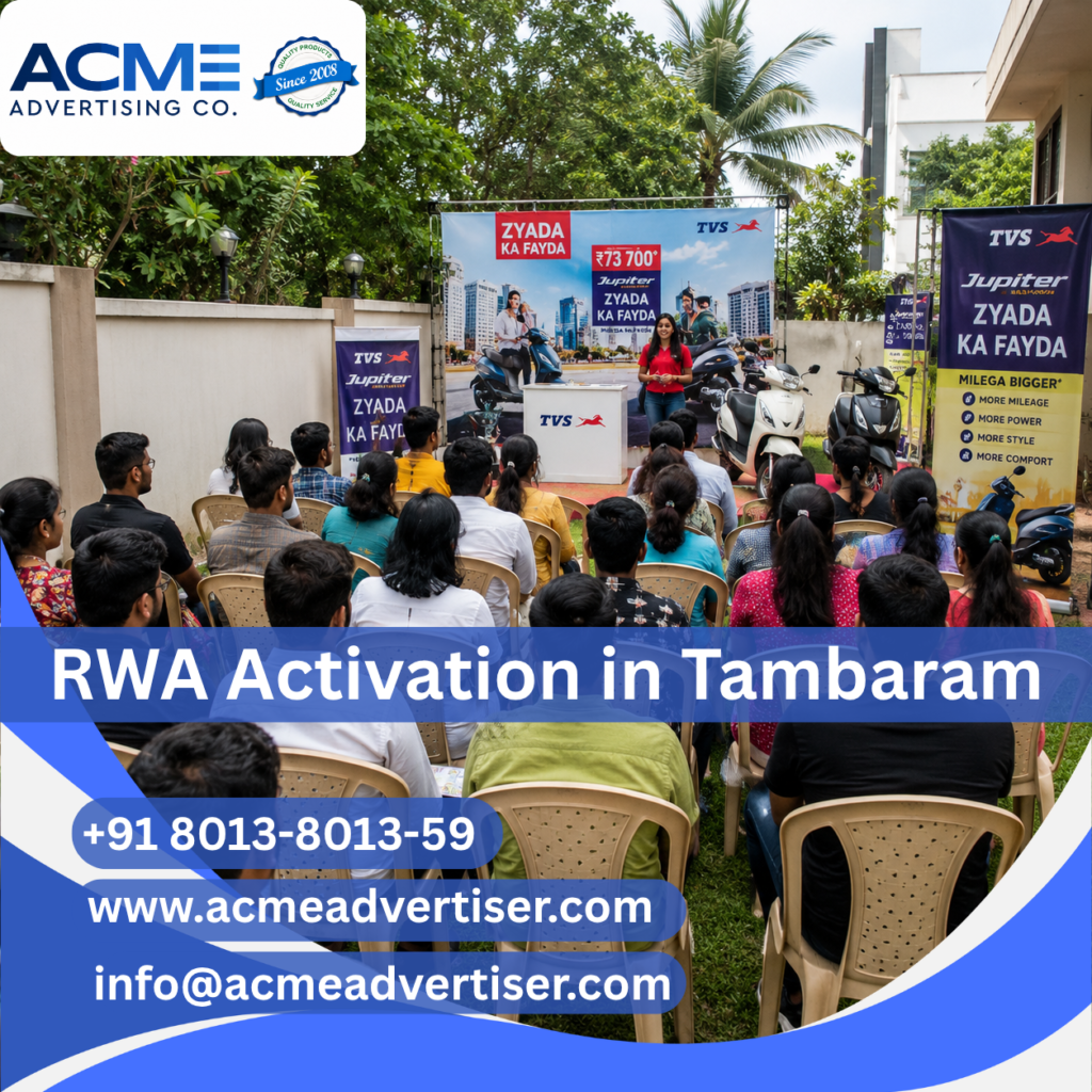 RWA Advertising Agency in NIBM Road, Pune RWA activation and society branding campaign in Tambaram by ACME Advertising Co.