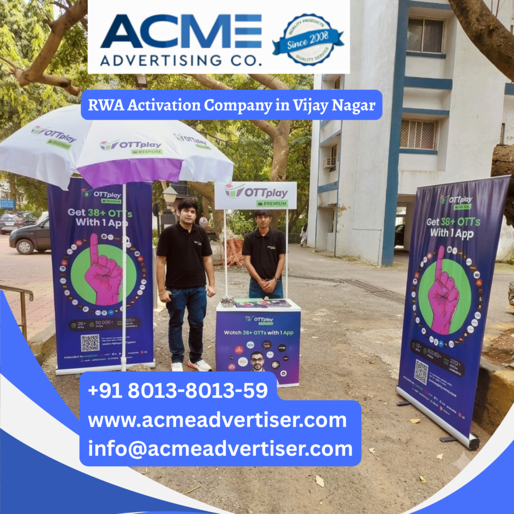 RWA activation campaign in Vijay Nagar featuring residential society marketing, product sampling, kiosk promotions, and community engagement activities.