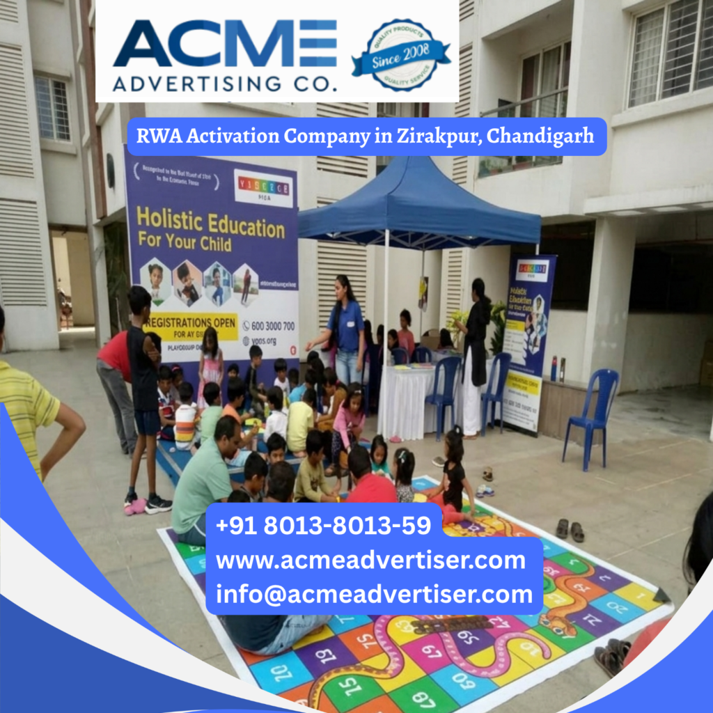 RWA activation campaign in Zirakpur, Chandigarh featuring residential society marketing, product sampling, kiosk promotions, and community engagement activities.