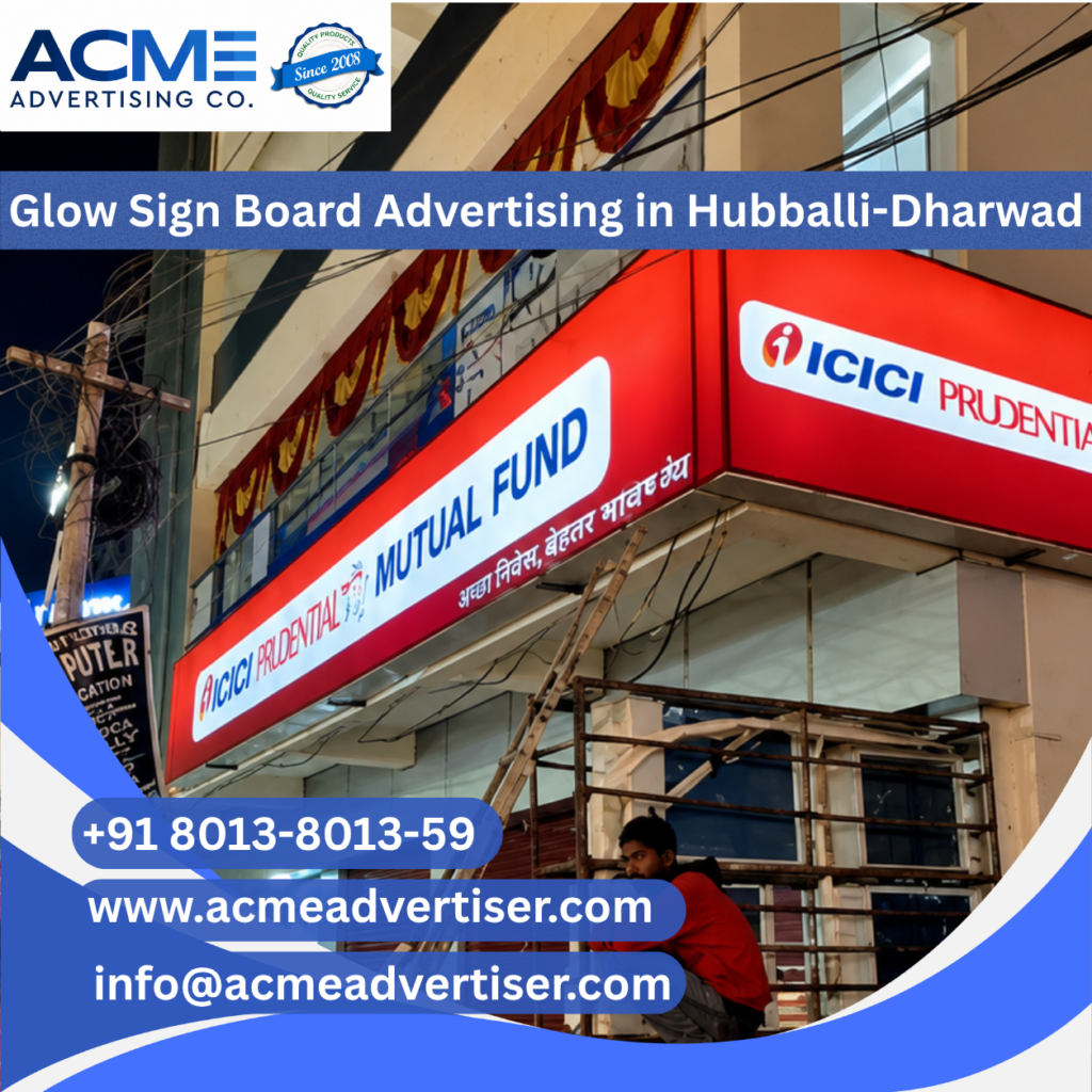 Glow sign board advertising agency in Noida providing illuminated signage and retail branding solutions