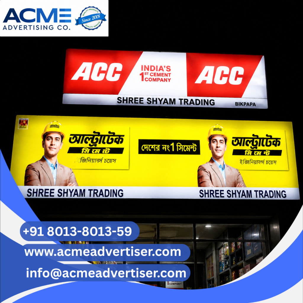 Glow sign board advertising company in Rourkela providing illuminated signage and retail branding solutions